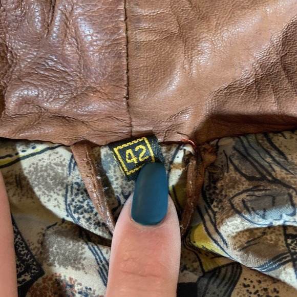 New Fast Leather Mid Length Light Brown Jacket Unisex Vintage 42 Plz See Pics - Picture 11 of 12